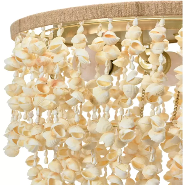Creative CoOp EC1051 20quot Round Metal and Shell Style Ceiling Light ChandelierCoastal