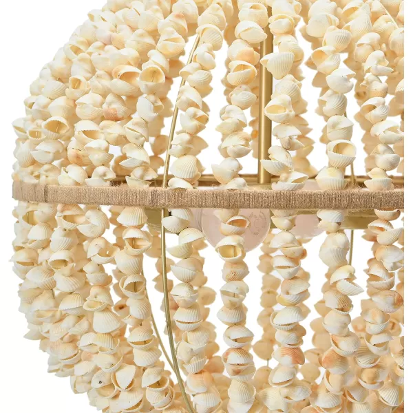 Creative CoOp EC1051 20quot Round Metal and Shell Style Ceiling Light ChandelierPendant
