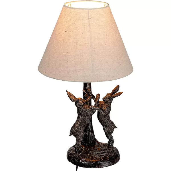 Creative CoOp EC1464 Bunny Rabbit Linen Empire Shade Brown and Natural Table Lamp