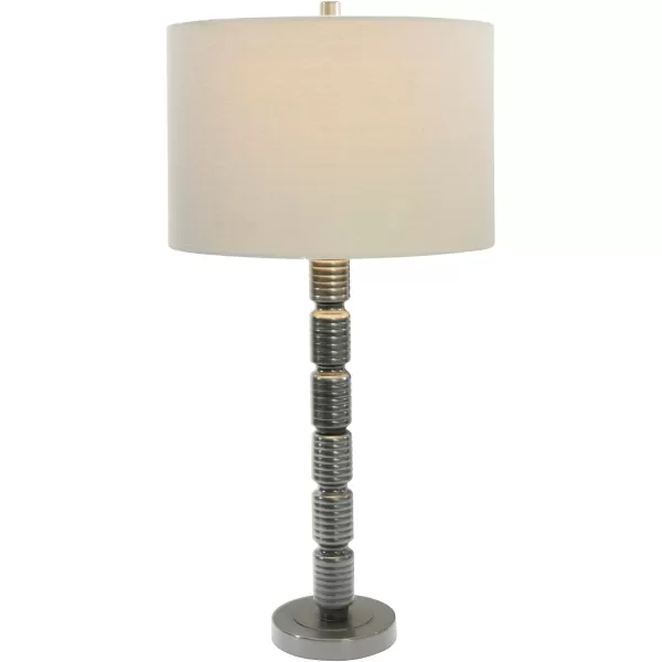 Creative CoOp Faceted Metal Stacked Column Design Table Lamp 2875 Inch Brushed NickelAged Pewter