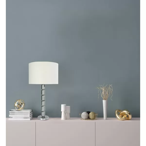 Creative CoOp Faceted Metal Stacked Column Design Table Lamp 2875 Inch Brushed NickelAged Pewter