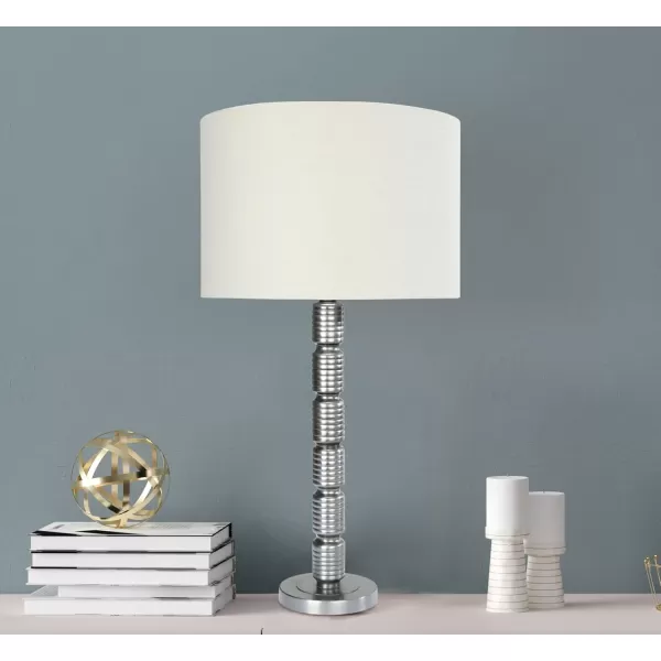 Creative CoOp Faceted Metal Stacked Column Design Table Lamp 2875 Inch Brushed NickelAged Pewter
