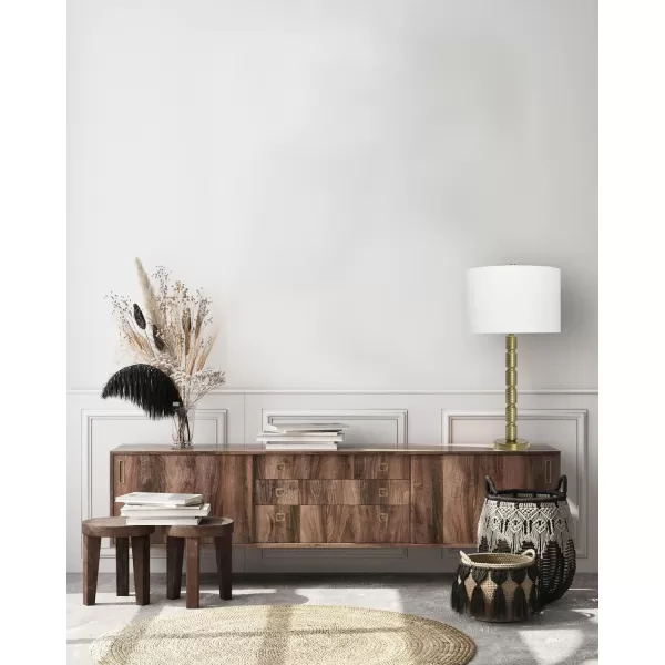 Creative CoOp Faceted Metal Stacked Column Design Table Lamp 2875 Inch Brushed NickelMatte Gold Bronze