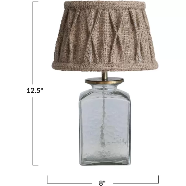 Creative CoOp Farmhouse Glass Pleated Jute Shade Clear and Natural Table Lamp