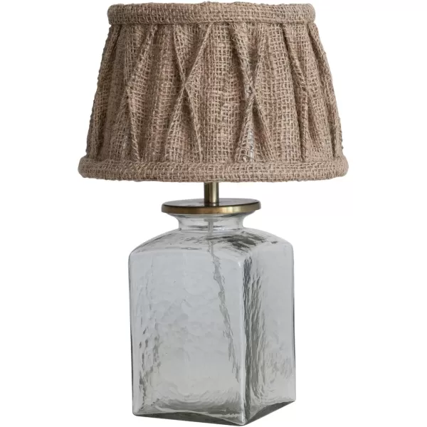 Creative CoOp Farmhouse Glass Pleated Jute Shade Clear and Natural Table Lamp