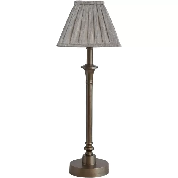 Creative CoOp Farmhouse Metal Pleated Linen Shade Brass and Grey Table Lamp Gray
