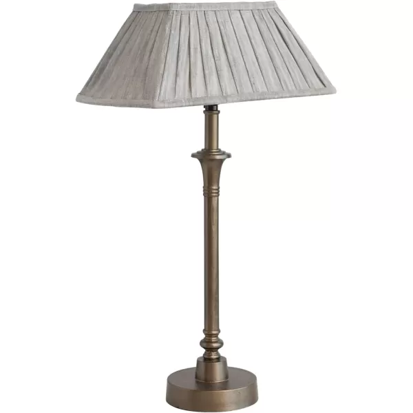 Creative CoOp Farmhouse Metal Pleated Linen Shade Brass and Grey Table Lamp Gray