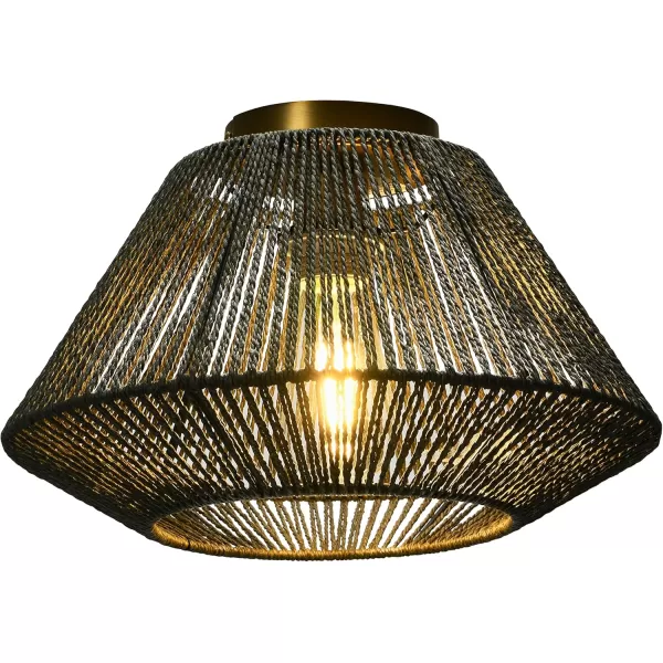 Creative CoOp Flush Mount Ceiling Light with Woven Paper Rope Shade GreyGray