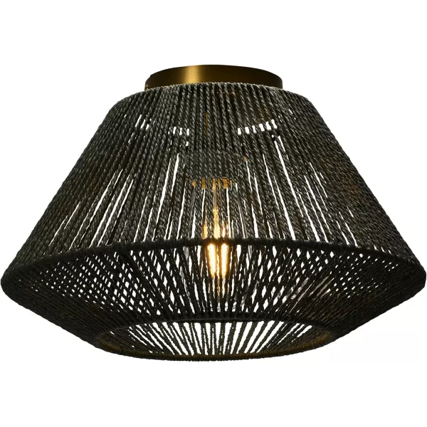 Creative CoOp Flush Mount Ceiling Light with Woven Paper Rope Shade GreyGray
