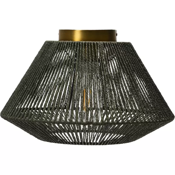 Creative CoOp Flush Mount Ceiling Light with Woven Paper Rope Shade GreyGray