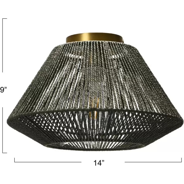 Creative CoOp Flush Mount Ceiling Light with Woven Paper Rope Shade GreyGray