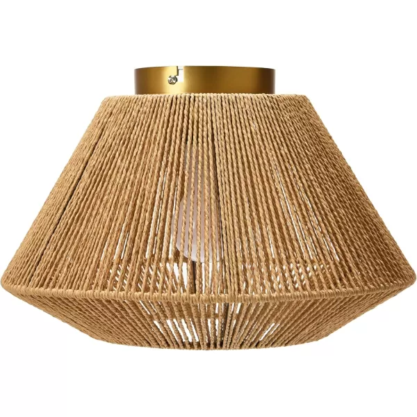 Creative CoOp Flush Mount Ceiling Light with Woven Paper Rope Shade GreyNatural Paper Rope