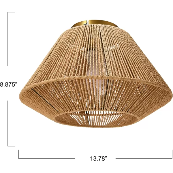 Creative CoOp Flush Mount Ceiling Light with Woven Paper Rope Shade GreyNatural Paper Rope