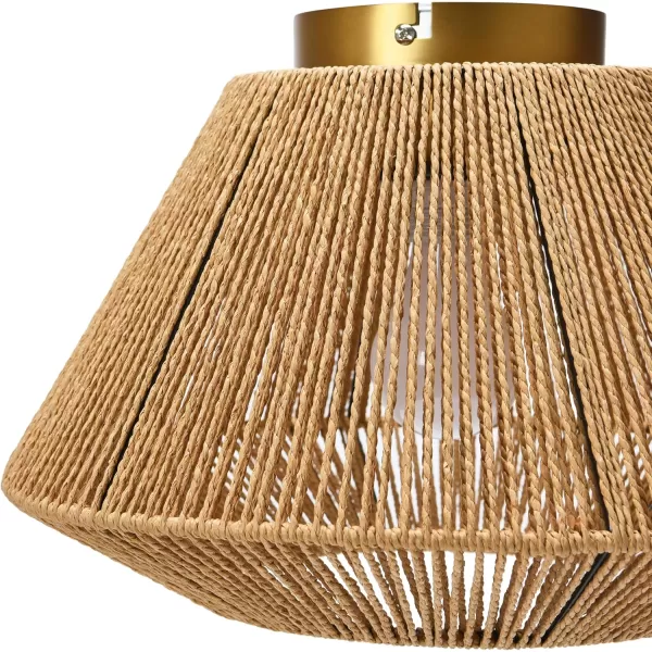 Creative CoOp Flush Mount Ceiling Light with Woven Paper Rope Shade GreyNatural Paper Rope