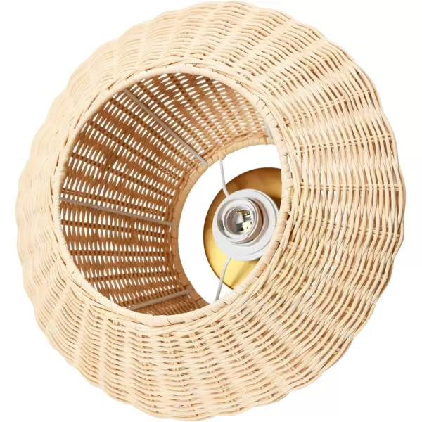 Creative CoOp Flush Mount Ceiling Light with Woven Paper Rope Shade GreyNatural Rattan