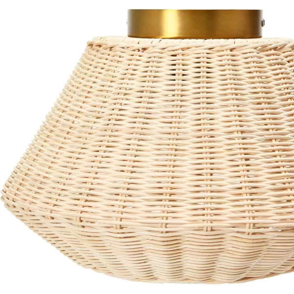 Creative CoOp Flush Mount Ceiling Light with Woven Paper Rope Shade GreyNatural Rattan