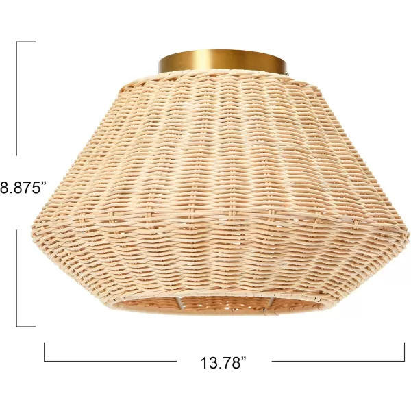 Creative CoOp Flush Mount Ceiling Light with Woven Paper Rope Shade GreyNatural Rattan