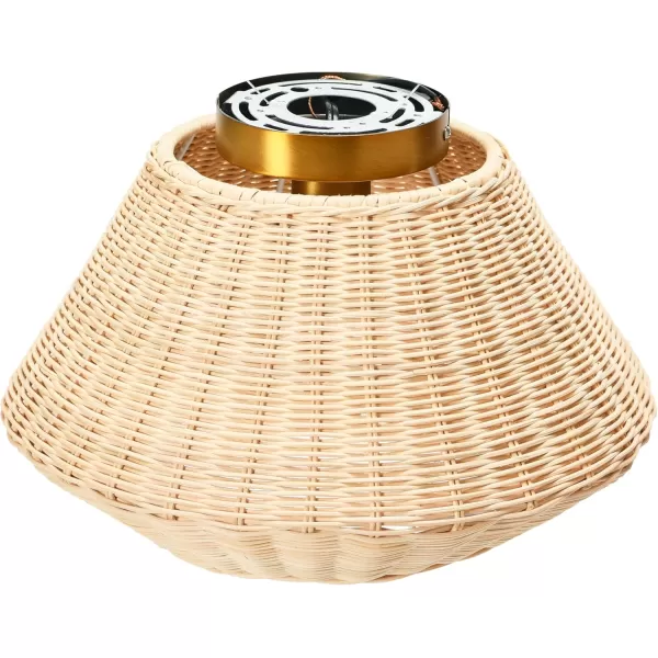 Creative CoOp Flush Mount Ceiling Light with Woven Paper Rope Shade GreyNatural Rattan