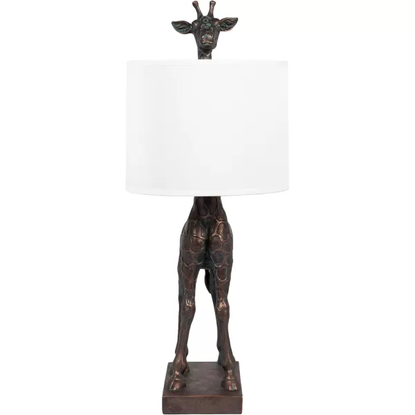 Creative CoOp Giraffe Table Lamp with Linen Shade Bronze FinishBronze