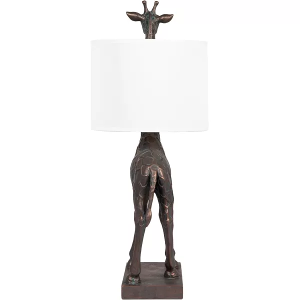 Creative CoOp Giraffe Table Lamp with Linen Shade Bronze FinishBronze