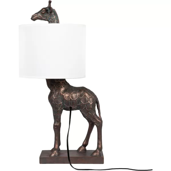 Creative CoOp Giraffe Table Lamp with Linen Shade Bronze FinishBronze