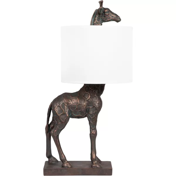 Creative CoOp Giraffe Table Lamp with Linen Shade Bronze FinishBronze