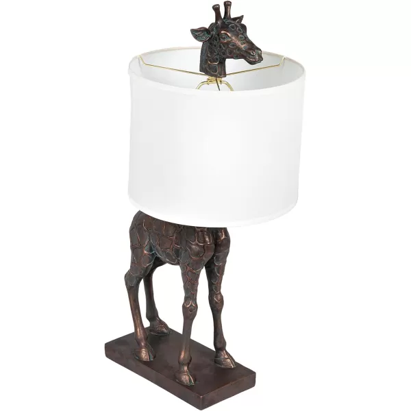 Creative CoOp Giraffe Table Lamp with Linen Shade Bronze FinishBronze