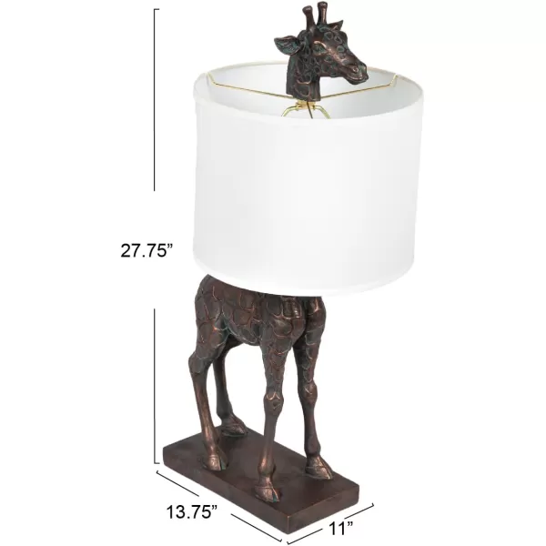 Creative CoOp Giraffe Table Lamp with Linen Shade Bronze FinishBronze