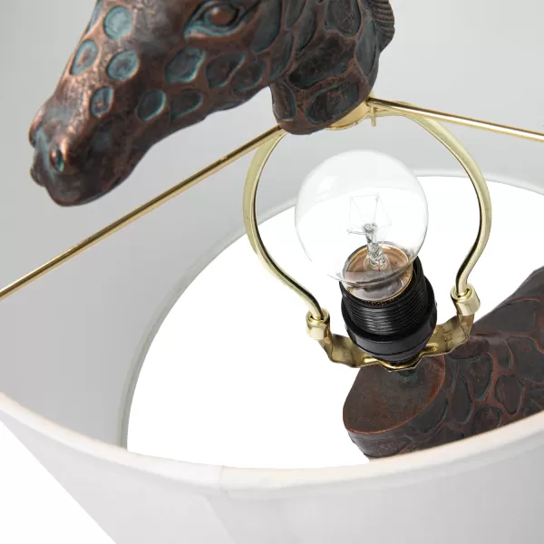 Creative CoOp Giraffe Table Lamp with Linen Shade Bronze FinishBronze