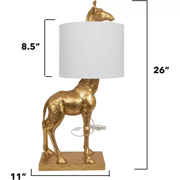 Creative CoOp Giraffe Table Lamp with Linen Shade Bronze FinishGold