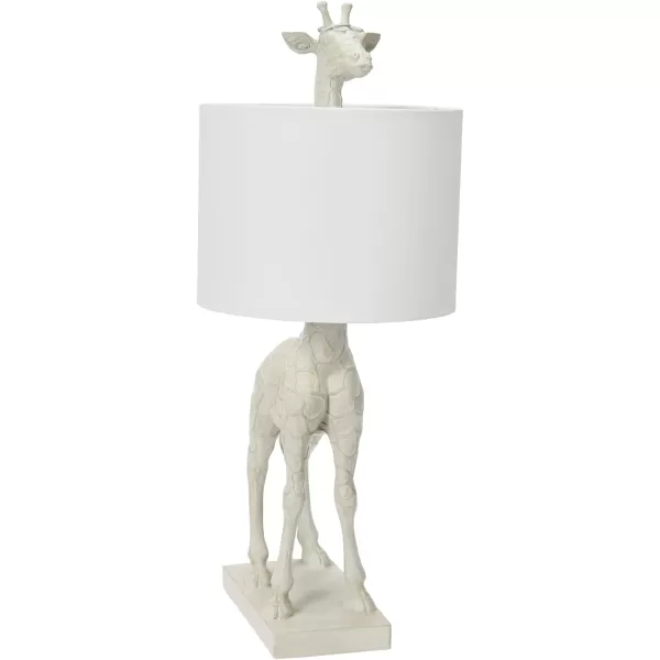 Creative CoOp Giraffe Table Lamp with Linen Shade Bronze FinishWhite