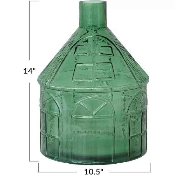 Creative CoOp Glass HouseShaped Vase Green1012 Round x 14H