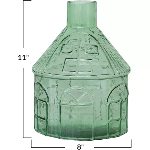 Creative CoOp Glass HouseShaped Vase Green8 Round x 11H
