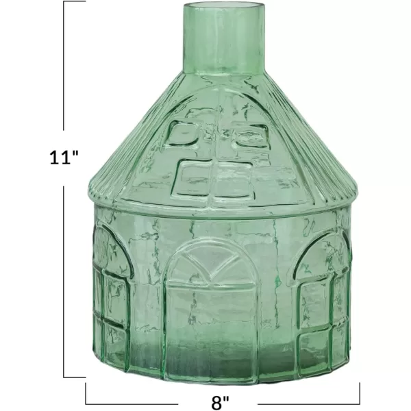 Creative CoOp Glass HouseShaped Vase Green8 Round x 11H