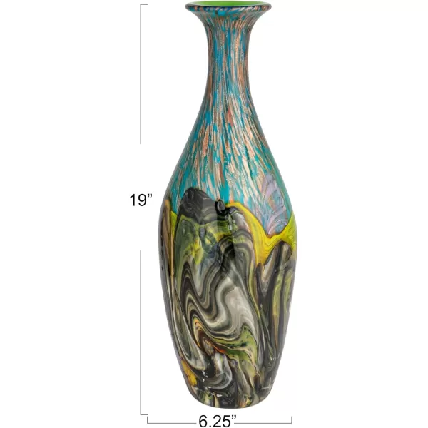Creative CoOp Glittering Handmade Art Glass Vase Multicolor