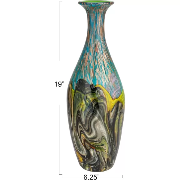 Creative CoOp Glittering Handmade Art Glass Vase Multicolor