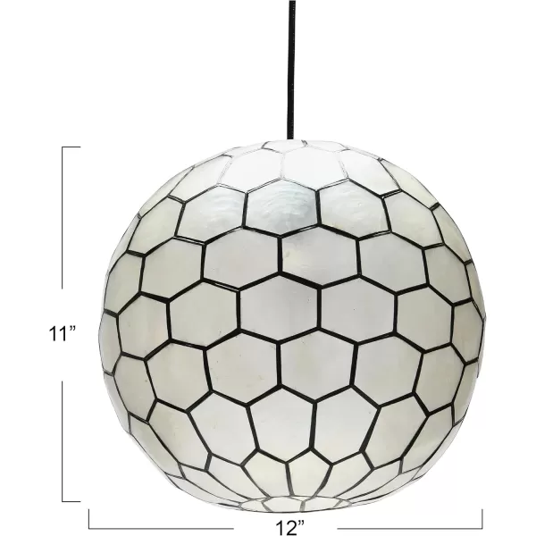 Creative CoOp Gold Honeycomb Globe Pendant Light Capiz White Seashells with Antique 16quotBlack