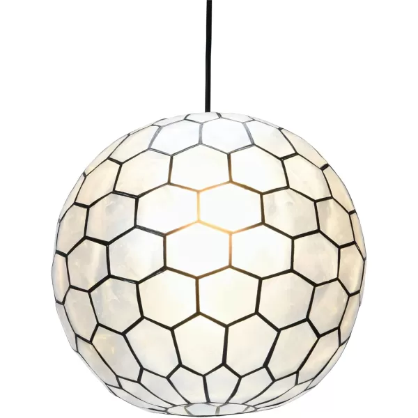 Creative CoOp Gold Honeycomb Globe Pendant Light Capiz White Seashells with Antique 16quotBlack