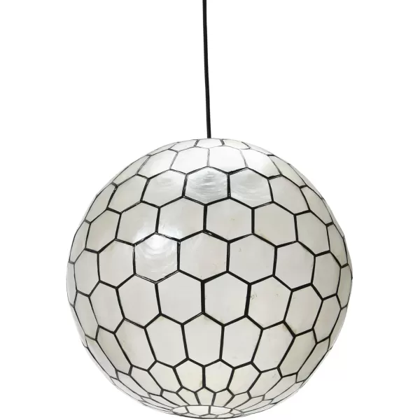 Creative CoOp Gold Honeycomb Globe Pendant Light Capiz White Seashells with Antique 16quotBlack