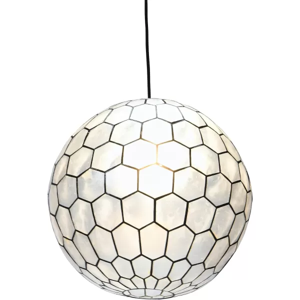 Creative CoOp Gold Honeycomb Globe Pendant Light Capiz White Seashells with Antique 16quotBlack