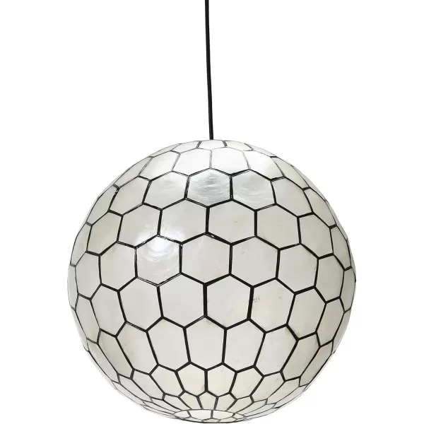 Creative CoOp Gold Honeycomb Globe Pendant Light Capiz White Seashells with Antique 16quotBlack