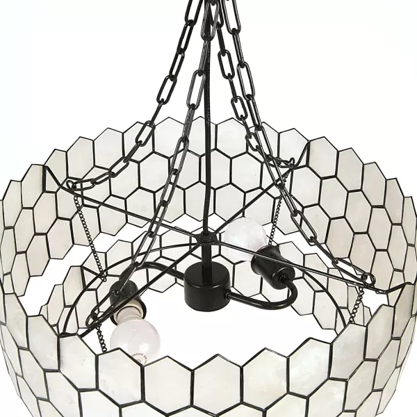 Creative CoOp Gold Honeycomb Globe Pendant Light Capiz White Seashells with Antique 16quotBlack
