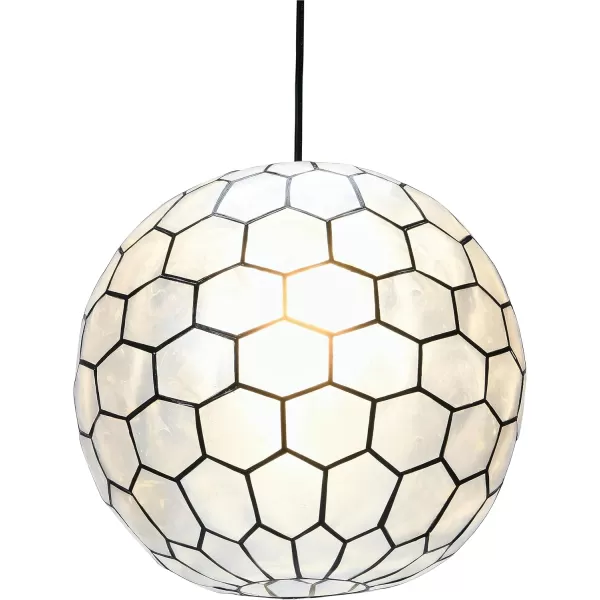 Creative CoOp Gold Honeycomb Globe Pendant Light Capiz White Seashells with Antique 16quotBlack