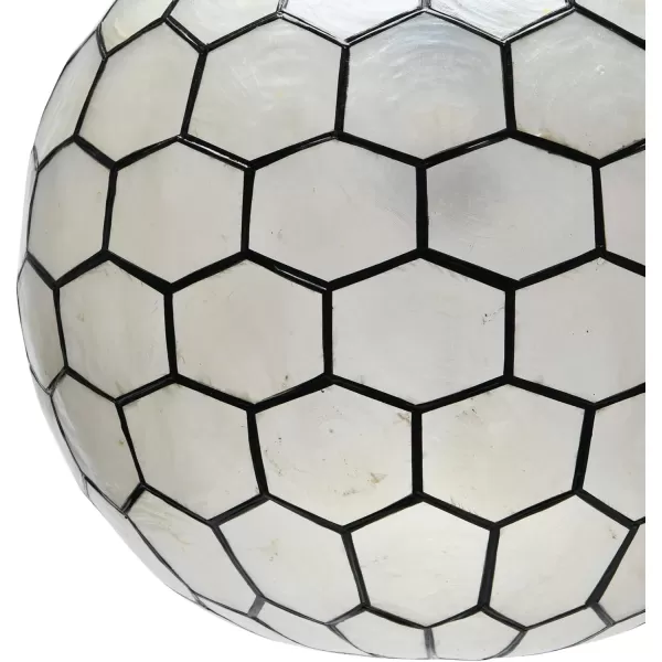 Creative CoOp Gold Honeycomb Globe Pendant Light Capiz White Seashells with Antique 16quotBlack
