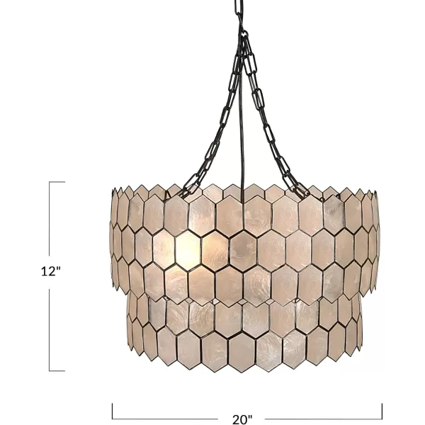 Creative CoOp Gold Honeycomb Globe Pendant Light Capiz White Seashells with Antique 16quotBlack
