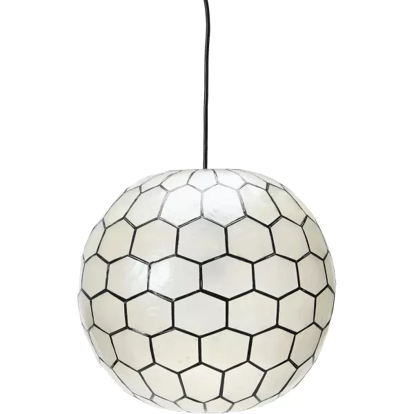Creative CoOp Gold Honeycomb Globe Pendant Light Capiz White Seashells with Antique 16quotBlack