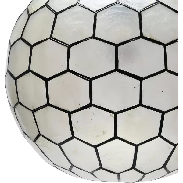 Creative CoOp Gold Honeycomb Globe Pendant Light Capiz White Seashells with Antique 16quotBlack