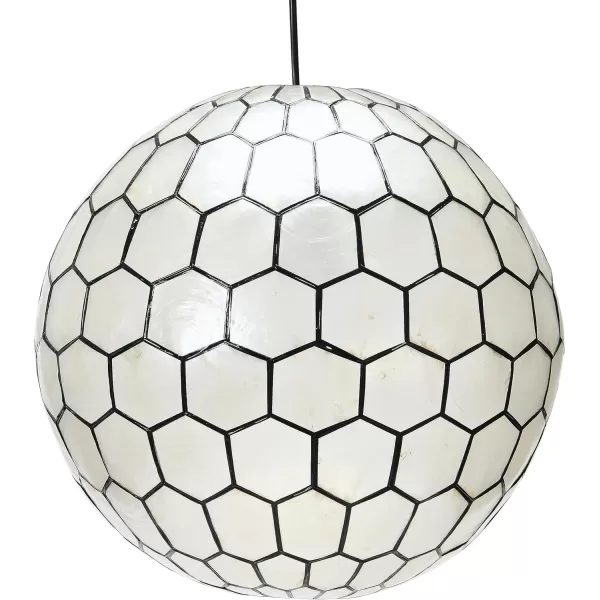 Creative CoOp Gold Honeycomb Globe Pendant Light Capiz White Seashells with Antique 16quotBlack