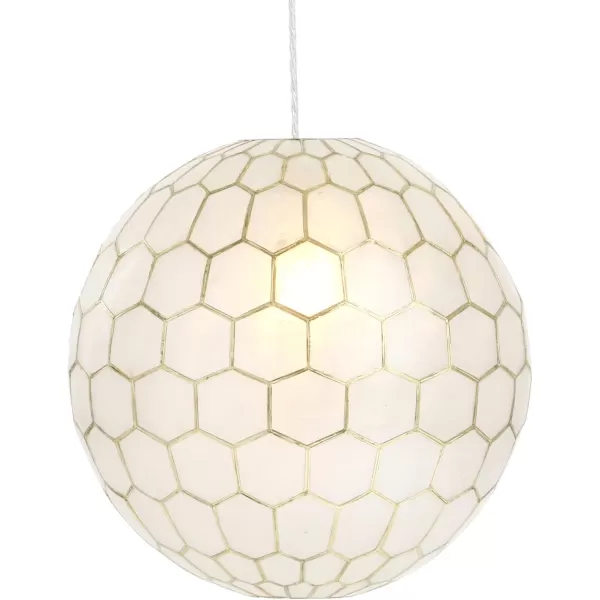 Creative CoOp Gold Honeycomb Globe Pendant Light Capiz White Seashells with Antique 16quotGold