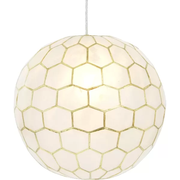 Creative CoOp Gold Honeycomb Globe Pendant Light Capiz White Seashells with Antique 16quotGold